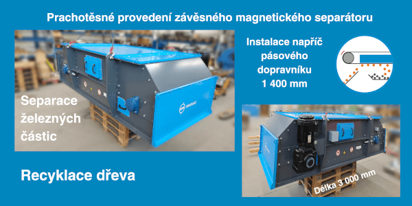 Separace kovů v prašném provozu recyklace dřeva